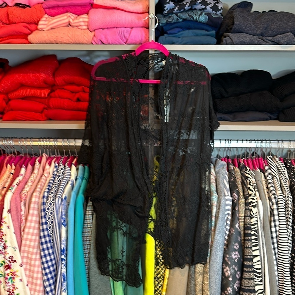She & Sky black lace coverall one size NWT